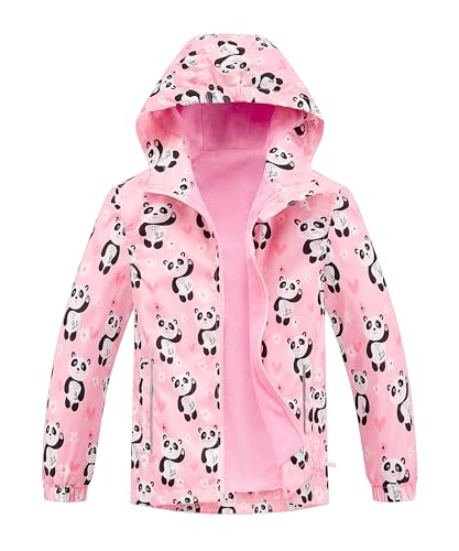 Girls Boys Rain Jacket Windproof Raincoat Hooded Fleece Lined Outerwear