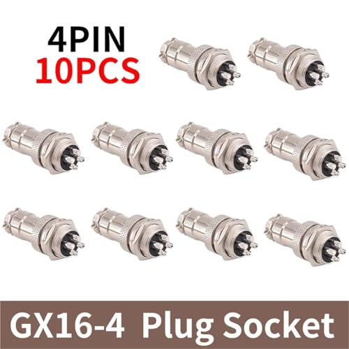 Conectores circulares GX16 macho y hembra de 4 pines para panel, 10 pares completos 2