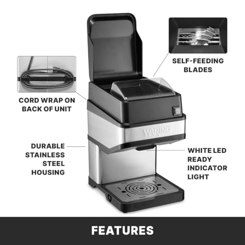 Image of Waring Commercial Ice Crusher Machine, 600 lb /hr Heavy-Duty Ice Crusher for Bars, Restaurants, Cocktails & Seafood Displays, Stainless Steel, WIC50