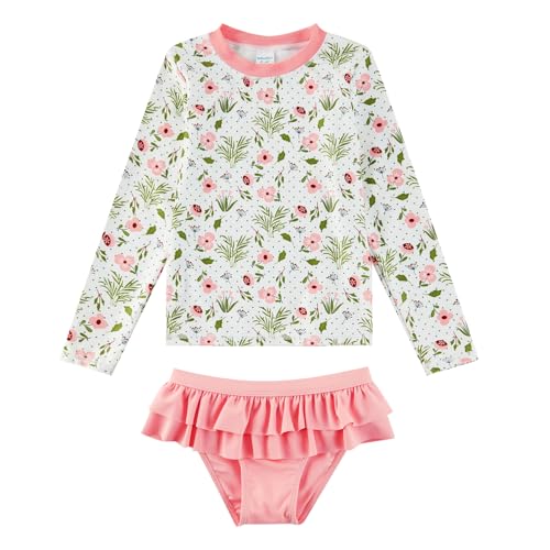 Image of upandfast Girls Rash Guard Set Long Sleeve Two Piece Swimsuit with UPF 50+ Sun Protection for Girls 3-8 Years