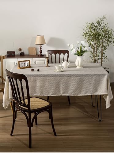 Nappe rectangulaire 140x180 aspect lin beige en polyester
