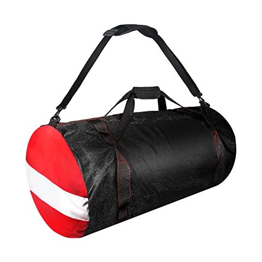 Mesh Dive Duffel Bag, Extra Large Sport Beach Bags with Adjustable Shoulder Strap, Totes and Zipper for Gym Gear, Sports Balls, Scuba Gear, Snorkeling, Diving, Rafting, and Water Sports Black