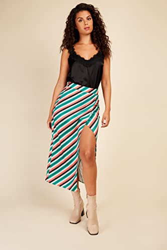 Little Mistress Stripe Mock Wrap Midi Skirt, 8, Multi - Image 2