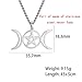 RUIZHEN Fashion 3 Colors Triple Moon Goddess Pendant Necklace Pentacle Pentagram Wiccan Jewelry (stainless steel)