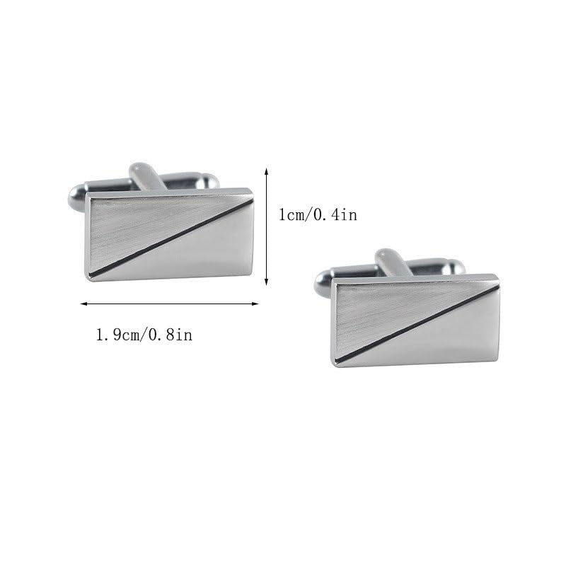 Mancuernillas rectangulares de metal pulido para hombre miniatura 6