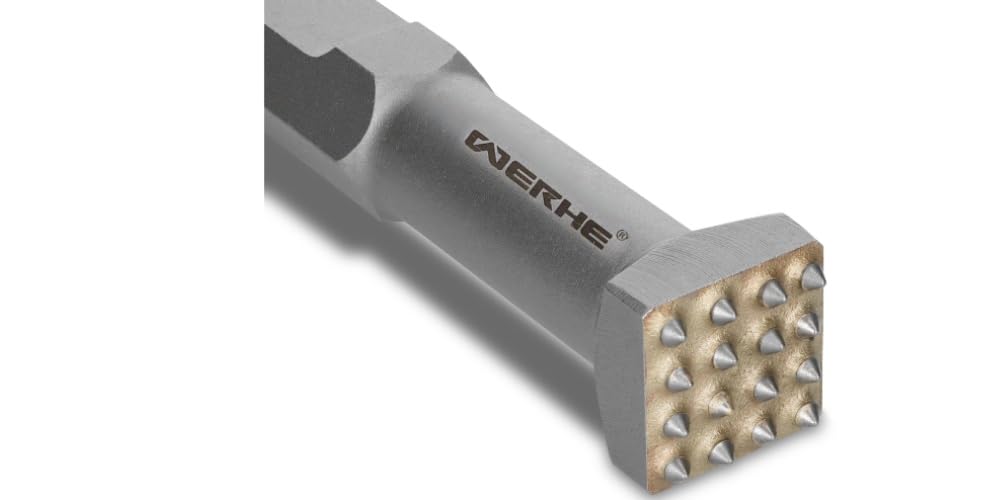 WERHE® Bocciardatore HEX30 – 16 denti, 220 mm – Robusto utensile a scalpello per la lavorazione del calcestruzzo – quadrato