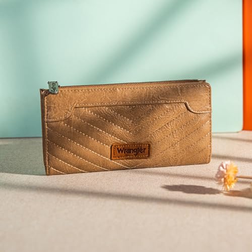 Image of Wrangler Minimalist Wallet for Women Credit Card Wallet Ladies Travel Wallets Monederos de Mujer Card Cases & Money Organizers with Smooth Zipper for Women Men Khaki