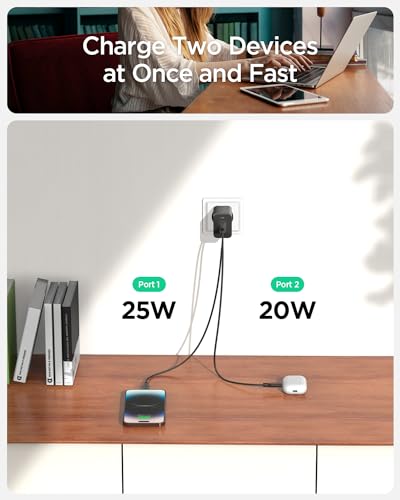 Image of Spigen Fast Charging Adapter, GaN Charger, Total 45w, PD /PPS Support, BIS Certified for iPhone 17 /16 /15(Pro,Pro Max,Plus), Galaxy S26 /S25 /S24, iPad, MacBook Air and More (PE2211IN) - Black