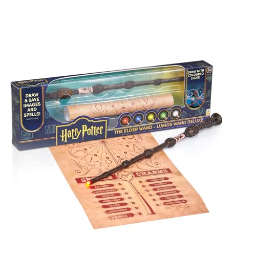 WOW! STUFF Harry Potter Luminous Wand Elder Wand Movie Replica Resin with LED Colour Changing App & Magic Chart Size Approx. 35.0 cm Battery Operated