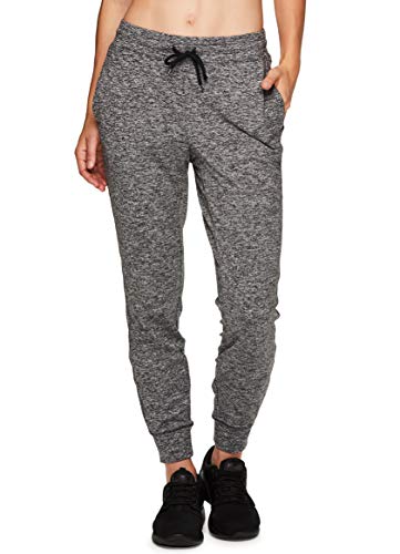 RBX Active Women's Lightweight Athletic Soft Fleece Lined Tapered Jogger Sweatpants with Pockets Grey L