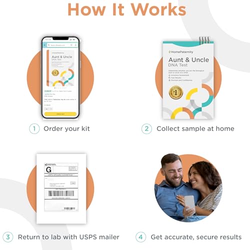 Image of HomePaternity Aunt /Uncle DNA Test, Fast Results, Highest Accuracy Available with Up to 34 Genetic Markers Tested, All Lab Fees & Shipping Included, Test Niece or Nephew, Test Paternity Without Father
