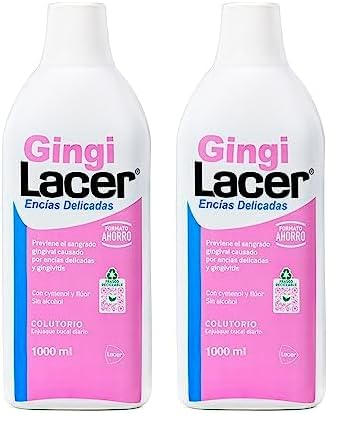 Lacer GINGI - Colutorio 1000 ml, Enjuague Bucal, Uso Diario, Boca Sana y Protegida, Previene la Caries y la Placa Dental, Limpia en Profundidad, Idónea para Pacientes Diabéticos (Paquete de 2)