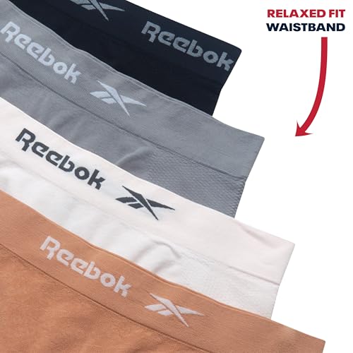 Image of Reebok Womens Boyshorts - 4 Pack Seamless Underwear for Women with Performance Stretch, Relaxed Waistband, 4 inch Inseam