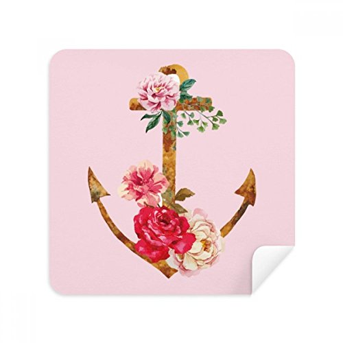 Aquarelle rose anchor usine de fleur lunettes chiffon de nettoyage écran 2pcs