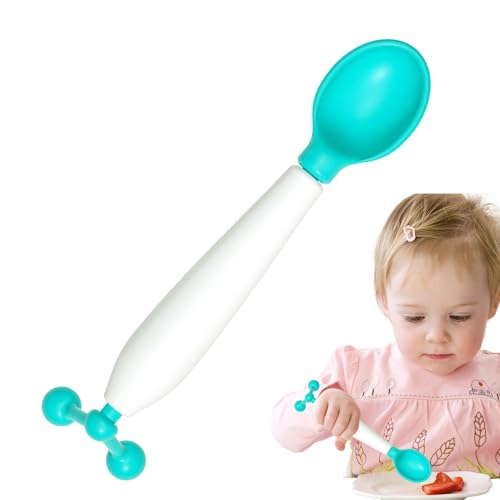 Cuchara de alimentación de silicona para niños – Utensilios de coche – Alimentación de silicona | Hands Baby Table vajilla, Fast Grip First Spoon para niños y niñas, cuchara de alimentación