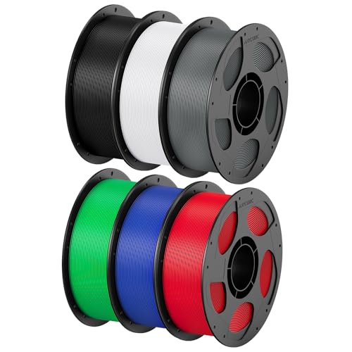 Image of ANYCUBIC PETG Filament 1.75mm Bundle, 3D Printer Filament, Dimensional Accuracy + /- 0.02mm, Exceptional Toughness, 1KG Reusable Spool, 6KG Texture Grey + Black + White + Red + Green + Blue