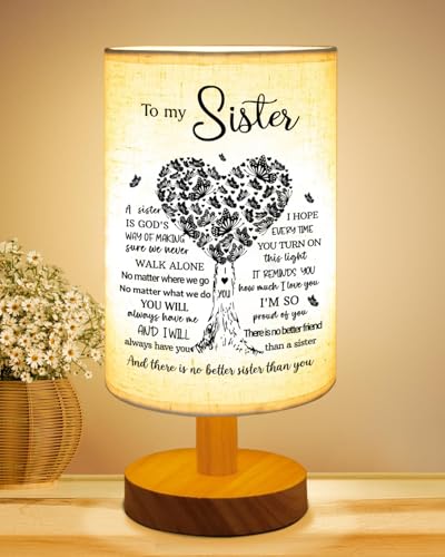 Sisters Gifts from Sister, to Sister Fabric Table Lamp, Sister Valentines Day Birthday Gifts for...