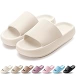 VAVOBIS Sliders Cloud Slippers Women Men Lightweight Slippers Cloud Sliders Non-Slip Flip Flops with Thick Sole for Bathroom Pool Beach House Waterproof Indoor/Outdoor，Beige，4-5 UK