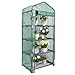 MaxWorks 51962 4 Tier Mini Greenhouse 63'' H x 27'' L x 19'' W PE Cover with UV Protection Green Indoor Outdoor Gardening Roll Up Zipper Door Grow Seedlings and Seeds Portable
