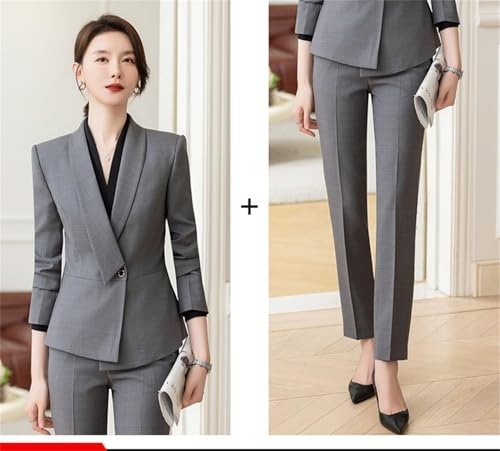 Women's Formal Work Pants Suits Office Ladies Business Slim Blazer Pencil Pants Two Piece Sets Outfits2