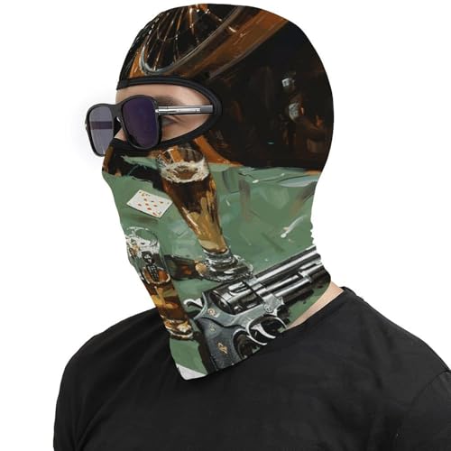 Pasamontaña para hombre y mujer con estampado de pistola y cartas, máscara facial completa para motocicleta, gorro calentador de cuello miniatura 4