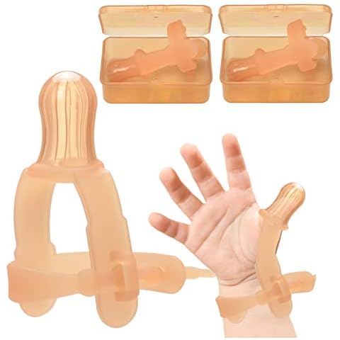 Elfzone Thumb Sucking Stop - 2 Packs - Adjustable Thumb Guard for Thumb Sucking Silicone Thumb Sucking Treatment Kit for 3-36 Months Baby, Maximum for 1.95”-1.5" Wide Wrist Cover