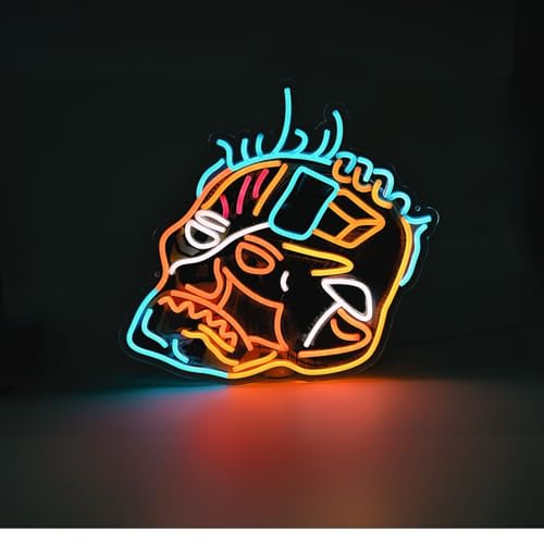 Image of Skull Neon Sign for Wall Decor, Pop Art Neon Light, Adjustable Brightness, Aesthetic Wall Art for Gaming Room, Halloween Party, Man Cave, 16.1' x 19.6''