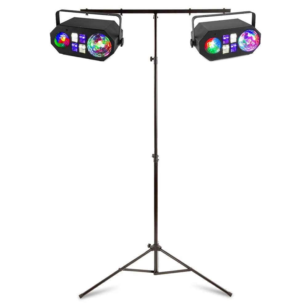 Beamz Light Led Disco S Set With Jelly Ball, Rgbw Wave Effect, Uv Strobe And Adjustable Dj T-Bar Tripod Stand, Party System With Remote Control