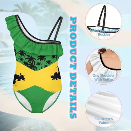 Girls One Piece Swimsuit Ruffle Cute Bathing Suit Quick Dry Hawaiian Swimwear for Beach Swimming Suits 3-14 Years3