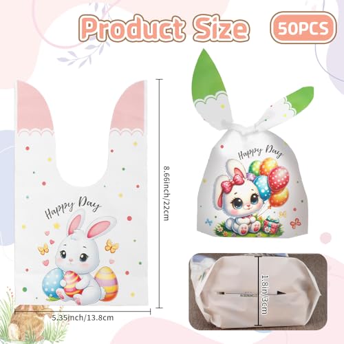 50 Pcs Easter Rabbit Ear Treat Bags