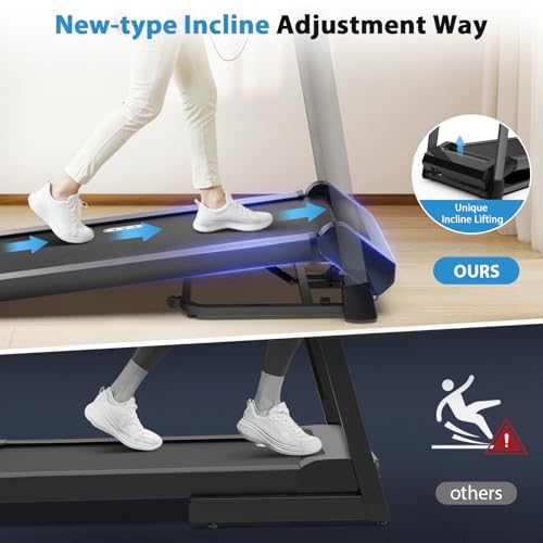 Image of CIIHI Treadmill with Auto Incline - 450 LBS Capacity 15% Auto Incline Treadmill for Home, 0.5-10 MPH Foldable Running Machine with 47.2 inchx18.1 inch Belt, APP, Speaker, Speed & Incline Quick Button