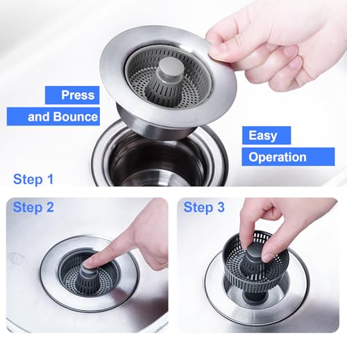 Colador para fregadero de cocina 3 en 1 LAIJAUR acero inoxidable miniatura 3