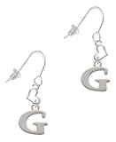 Silvertone Large Initial - Small Heart French Earrings