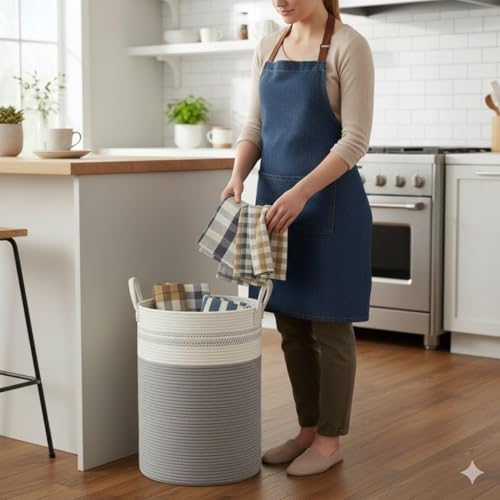 Image of lid Laundry Basket for Clothes, Toy Storage Basket, Storage Basket for Living room, Multi-Purpose, Extra Large Laundry Basket, Dirty Cloth Baskets, 15x20 in inch (LXH) (BG1)