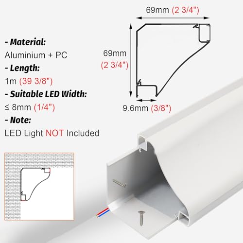 Diffuseur linéaire de lumière saillie corniche plafond et rainure double face ruban LED - 6
