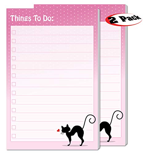 2 Cat Note Pads | Things to do today note pad | 8.5 x 5.5, 50 sheets/pad | Perfect Cat Gifts for Cat Lovers