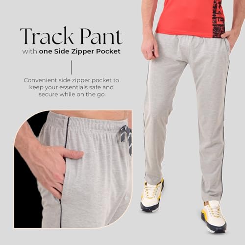 Image of Cotton Track Pant for Men | Lower for Man | Comfortable Lower Men with Zip Pocket for Gym, Sports & Casual Wear