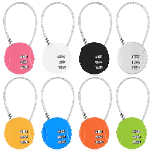 Tenbrachian 8 Pcs Candado Taquilla, Candado Combinacion, Candado Maleta Viaje, Candados de Combinación de 3 Dígitos, Candados de Equipaje de Seguridad para Gimnasios Taquillas Maleta Equipaje