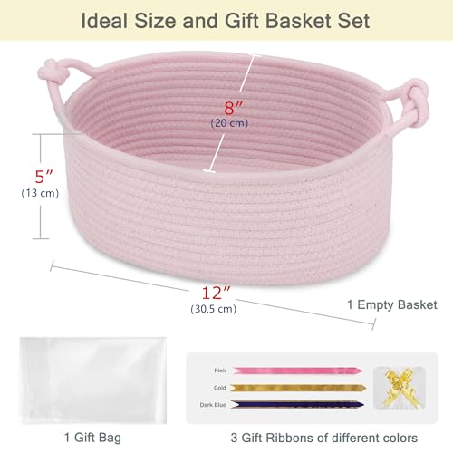 Image of Small Empty Gift Basket with Bag & Ribbons, Light Pink