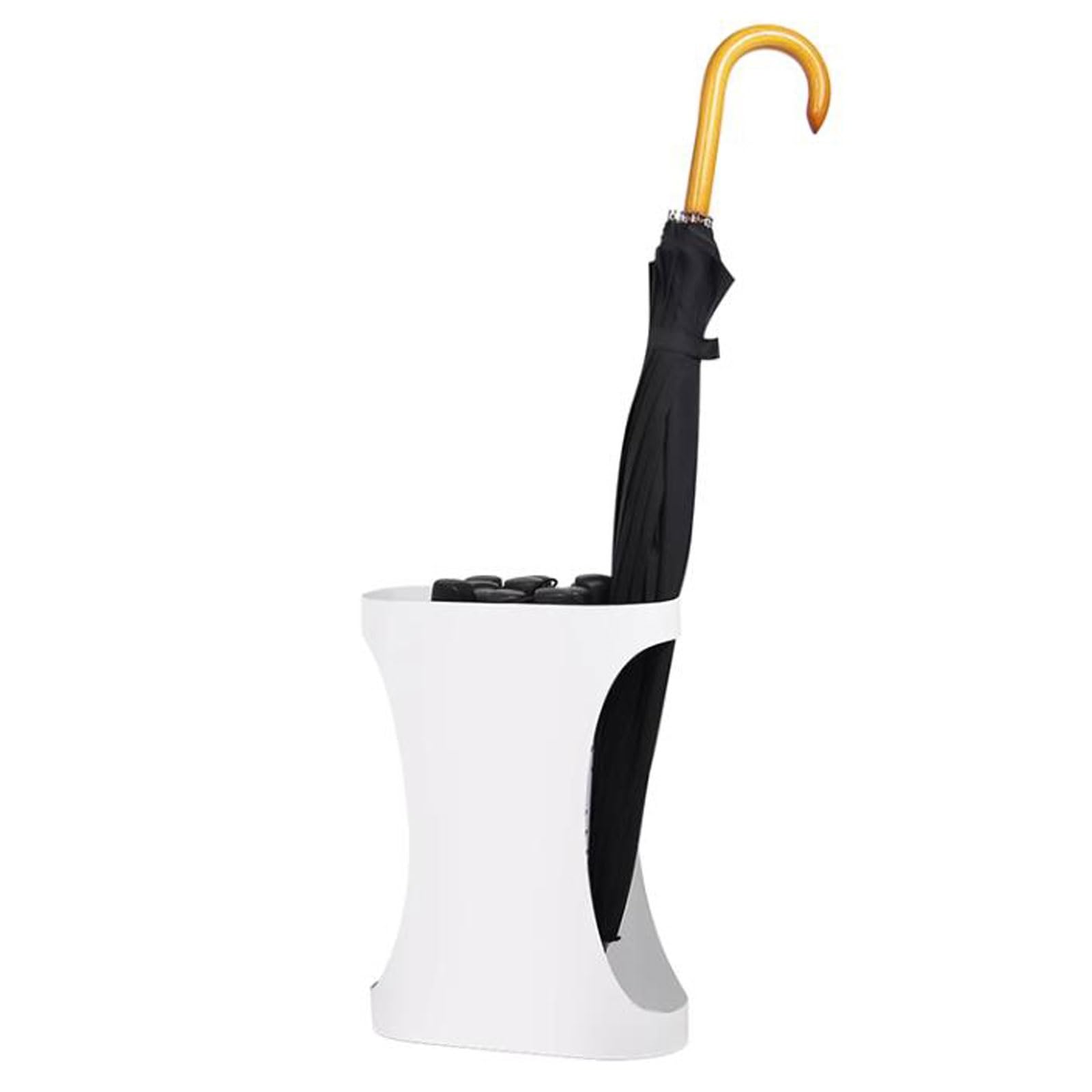 SONGYL-20249 Umbrella Stand Front Door Umbrella Rack Stand, Metal Holder Bucket for Long Umbrellas Entryway(White)
