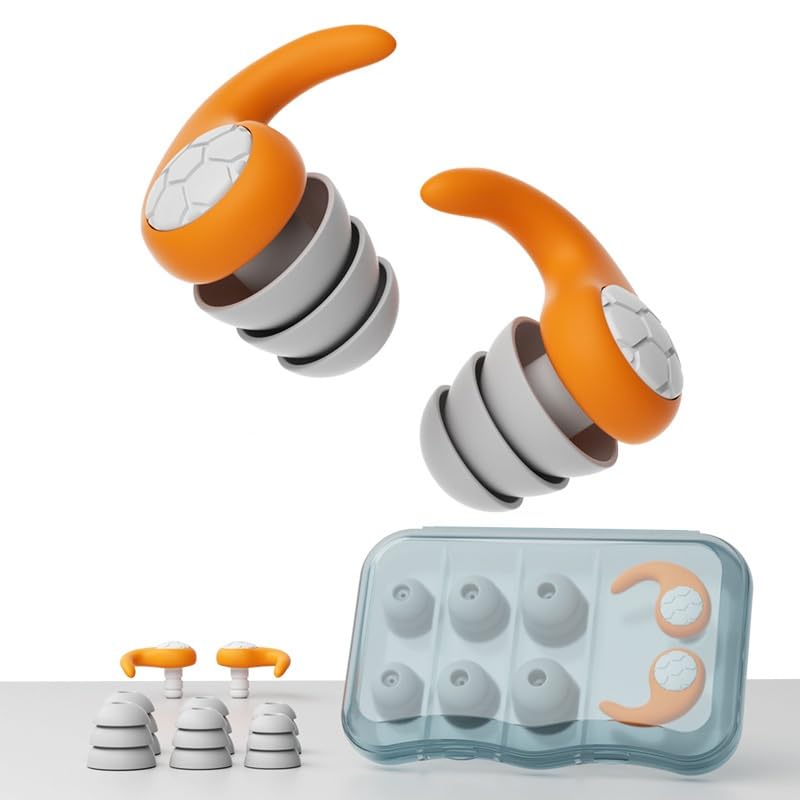 VALUEVIBES Silicone Ear Plugs, Anti-Noise Waterproof Earplugs for Sleeping, Noise Reduction Plugs Sleep Earplug, Reusable Earplugs for Sleeping, Work, Studying, Travel (Orange, One Size)-image-44