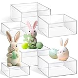 Jerify 6 Pcs Acrylic Risers Display Stands, 5.91'' 5.12'' 3.54'', Clear Square Nesting Pedestal Shelf with Hollow Bottom for Tabletop Jewelry Display, 3 Sized