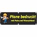 Produktbild Werbeplane Gerüstplane - 150x50 cm individuell Wunschtext Text & Foto - für Baustelle, Garten, Zaun, Konzert, Gerüst - Saum - Ösen - bedruckt - Plane Banner - freie Farbwahl sehr stabil 500g m²