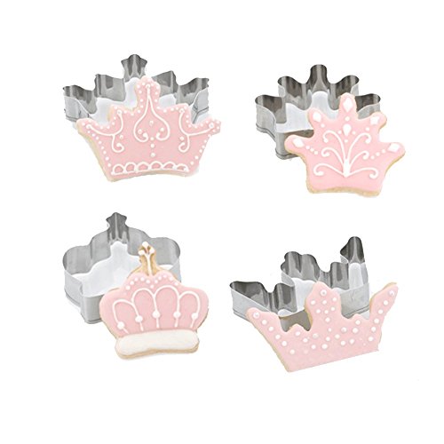 Mini Cookie Cutter 4 Pcs/Set Crown King Queen Prince Princess Shapes Stainless Steel Cookie Cutter Fondant Cutter-Tiny£¨2.5-3.6¡±£ #TOP6