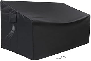 Outdoor Aufbewahrungsbank Abdeckung Wasserdicht, Schutzhülle Aus 210D Oxford Gewebe Mit Belüftung Und Kordelzug Für Gartenbank, Schwarz(64 * 26 * 35inch)