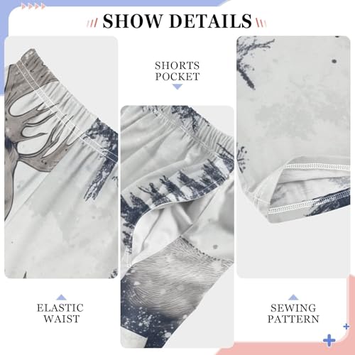 ZZXXB Winter Moose Boys Long Pants Soft Trousers Elastic Waist Kids Lounge Bottoms with Pockets S-XL4