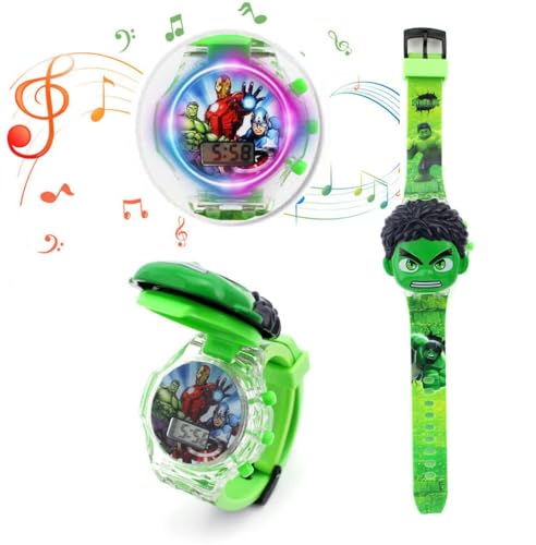 Image of Acnos Kids Edition Digital Watch - Spiderman, Captain America, Ironman, Ben10, Hulk - Disco LED Musical Watch for Boys and Girls