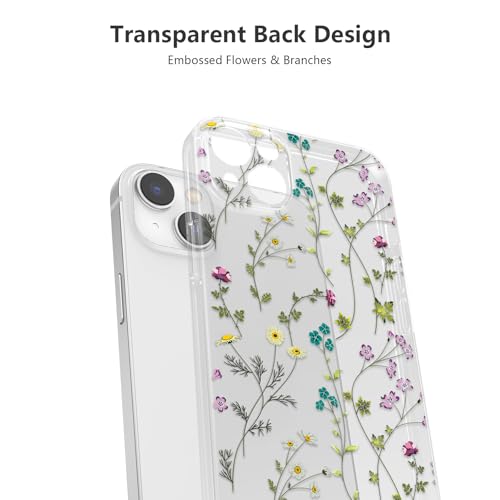 Image of RALEAVO Floral Case for iPhone 13, Clear Case with Flower Branch Pattern, Cute Cover Case for Girls Women, Slim Thin Soft Silicone Shockproof Phone Case, Transparent | for iPhone 13 Case Clear with Cute Flower Branch Pattern,Pretty Case for Girls Women,Soft Silicone Shockproof Cover
