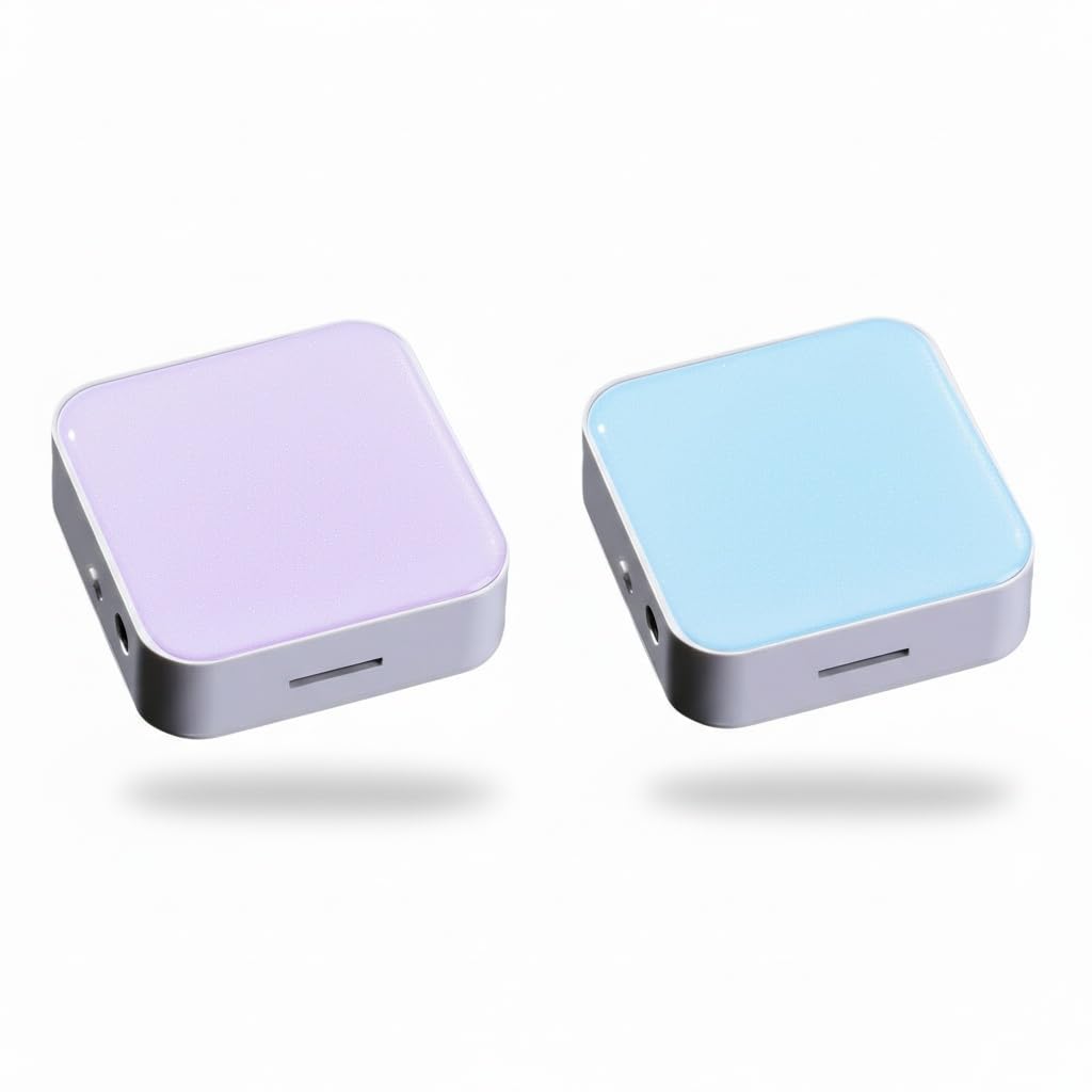 mp3 player: portable, screen-free, with wired headphones & speaker play. with 4gb memory card (stores 500+ songs), hd resin panel, ideal student gift. (blue-purple 2pcs)