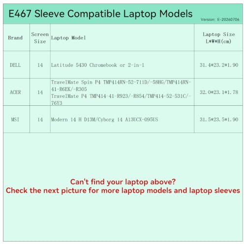 Image of Smatree Elite Laptop Sleeve for 14 inch DELL /Acer /MSI | for 14 inch DELL Latitude 5430 Chromebook or 2-in-1,Acer TravelMate P4 TMP414 /Spin TMP414RN,MSI Modern 14H /Cyborg 14(E467)